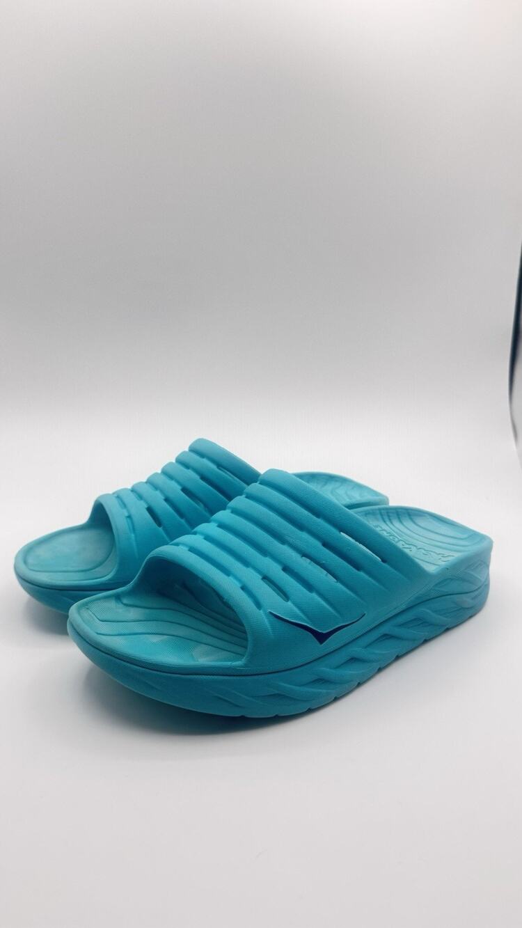 Hoka One One Unisex M9/W11Aqua Blue Recovery Slide Sandals Lightweight Cushioned